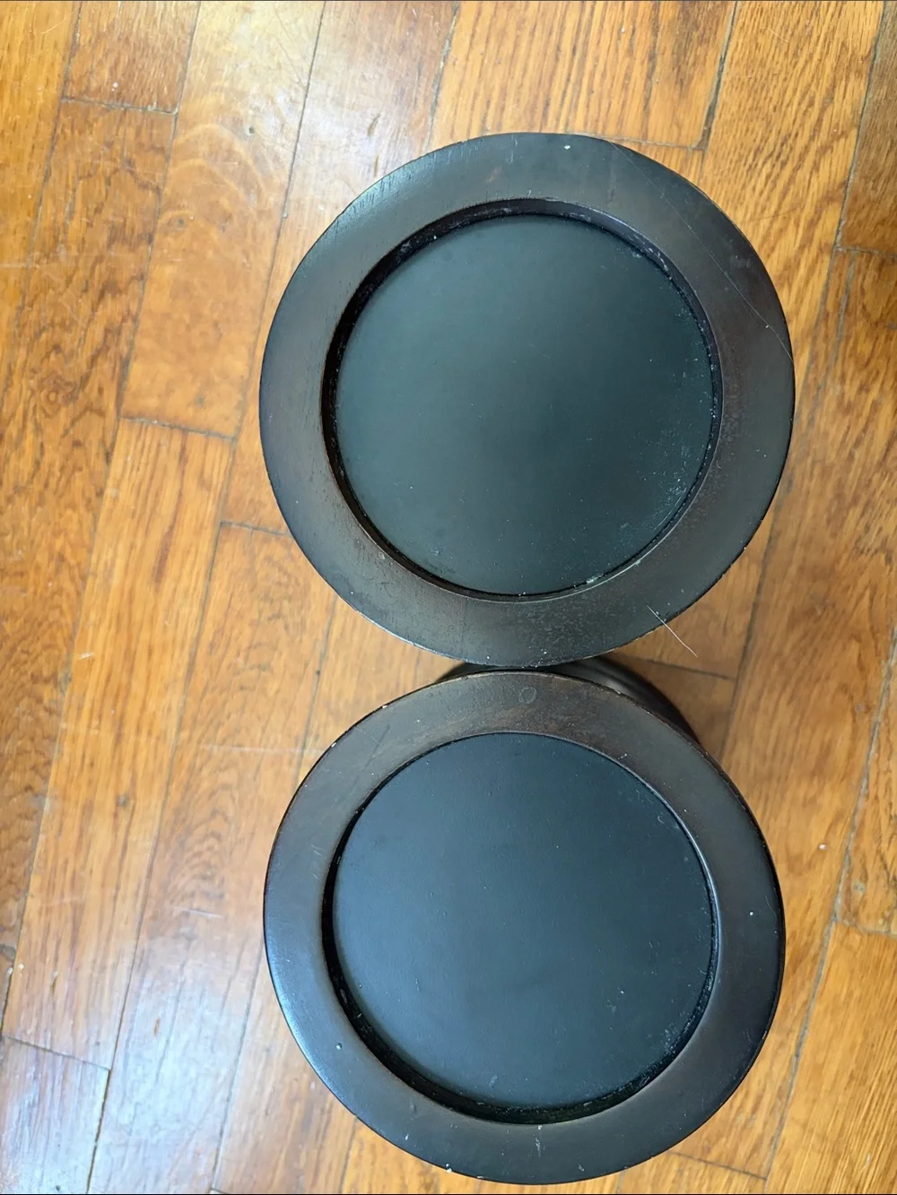 Pottery Barn Black Wood Turned Candle Holders - Pair